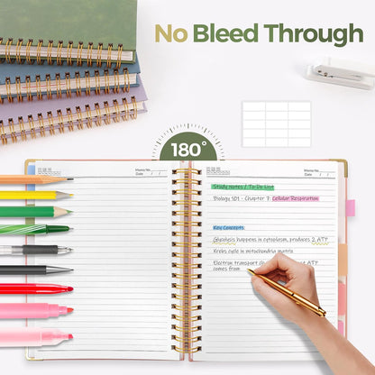 Hardcover Spiral Notebook, 300 Pages 8" x 10" College Ruled Notebook for Work with Dividers & Pockets, 5 - photo 5