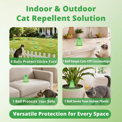Cat Repellent Outdoor & Indoor Cat Deterrent Balls, Natural Essential Oil Cat Pee Deterrent for Yard, Garden, Furniture & Countertops, Long Lasting & Weatherproof Cat Repellent Pellets, 12 Pcs