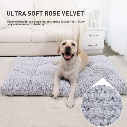 Cama para perros lavable tamaño grande para jaula, almohadilla plush 41"x27" gris