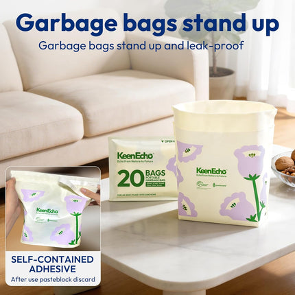 Disposable Car Garbage Bin Bags, Vomit Trash Bags made with Recycled HDPE for Boat, Plane, Travel, Camping, Bedroom, Study Room, Office and Car, 20 pcs,Purple