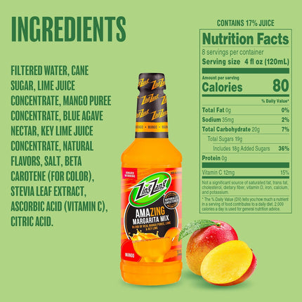 Zing Zang Mango Margarita Mix | Amazing Non-Alcoholic Cocktail Mixer | 32 Fl Oz Bottle (Pack of 1)
