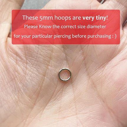 Small Thin Gold or Sterling Silver Nose Ring Hoops for Women, 22g/24g/20g Tiny Nose Piercing Jewelry,22 gauge or 24 gauge Nose Rings, 5mm/6mm/7mm/8mm/9mm/10mm