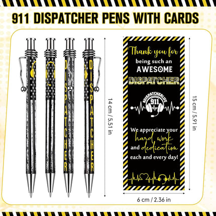 Frienda 25 Set 911 Dispatcher Gifts Bulk Telecommunicator Week Gifts Ballpoint Pens with Thank You Bookmarks 911 Dispatcher Appreciation Us Flag Ballpoint Pens for Emergency First Responder Police