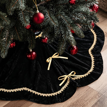 Red 48 Inch Christmas Tree Skirt Velvet Scallop Ddge