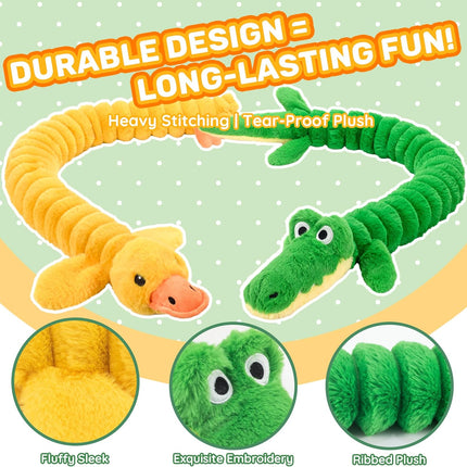 2-Pack 40” Extra-Long Squeaky Dog Toys for Large Dogs, Soft Chew Plush Stuffed Animal Dogs Toy, Interactive Tug-of-War Dog Toys for All Dogs to Keep Them Busy