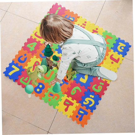 36 Tiles Puzzle Carpet, 31x31 EVA Foam Play Mat Interlocking Floor Arabic Alphabet Puzzles for Play & Exercise for Babies and Toddlers