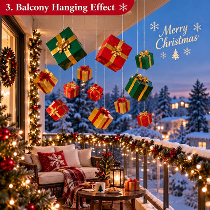 24 Set Christmas Hanging Ceiling Decoration 3D Gift Box, Classic