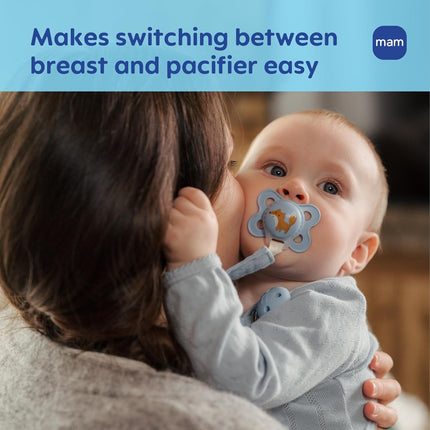 MAM Original Matte Baby Pacifiers 0-6 Months, Binky for Newborn Babies, BPA-Free Skin Soft Silicone Nipple, Easy to Clean, Developed with Medical Experts, 4 Count, Made in Europe
