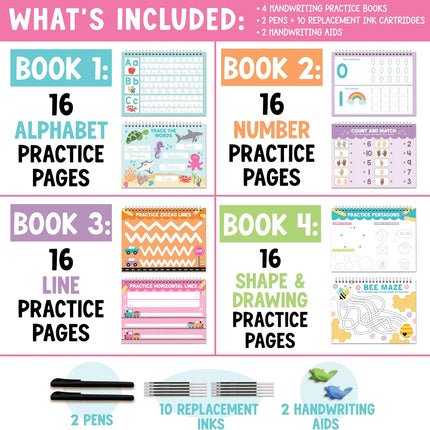 Hadley Designs Magic Grooved Writing Practice for Kids- Preschool Learning Activities, Letter Tracing for Kids Ages 3-5, Magic Book Handwriting Practice, Kindergarten Workbooks, Pre K Graduation Gifts