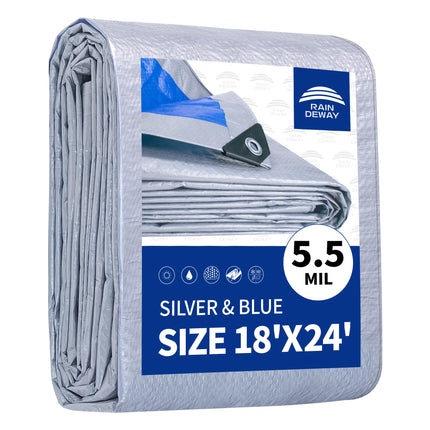 Tarps 8x10Ft 5.5 Mil Multipurpose Waterproof Poly Tarp Cover