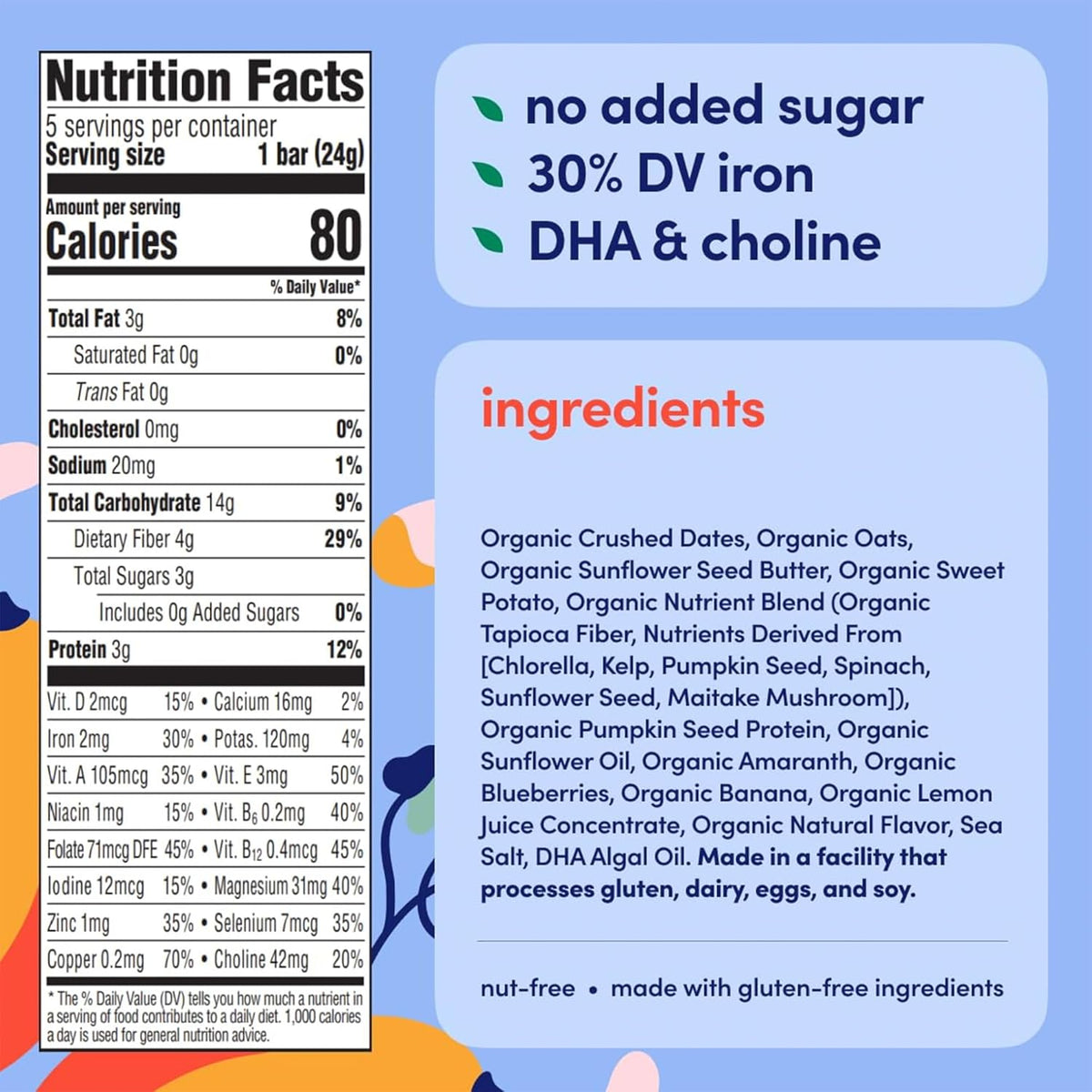 Organic Toddler Smart Bars 40-Count, Sweet Potato Blueberry Banana - photo 2