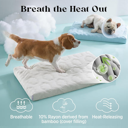 LE SURE Cooling Dog Beds Large Sized Dog, Q-Max>0.5 Cooling Mat with Removable Washable Cover, Breathable Orthopedic Egg Crate Foam Non-Slip Summer Pad for Active/Senior/Long-Haired Pets, 35x22 Inch
