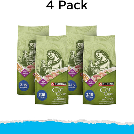 Purina Cat Chow Hairball, Healthy Weight, Indoor, Natural Dry Cat Food, Naturals Indoor - (Pack of 4) 3.15 lb. Bags