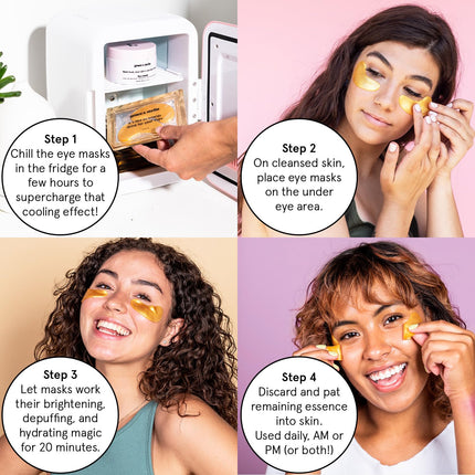 Gold Gel Under Eye Patches for Puffiness and Dark Circles, Vegan, 24 Pairs