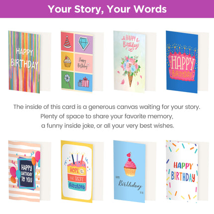 100 Unique Birthday Cards with Envelopes - Assorted Happy Birthday Cards, 4 x 6 inches, Envelopes & Stickers in Bulk Boxed Set