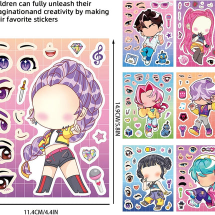 32Pcs Demon Hunters Stickers, Korean Idol DIY Dress-Up Stickers, Waterproof Vinyl Stickers for Laptop Phone Skateboard Water Bottle, Cute Korean Fashion Gift for Kpop Fans