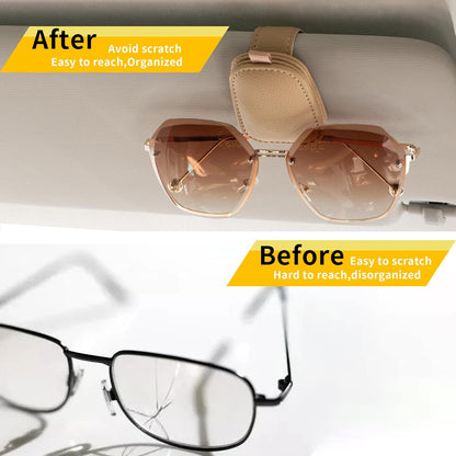 Sunglass Holder for Car, Magnetic Leather Sunglasses Holder and - photo 3