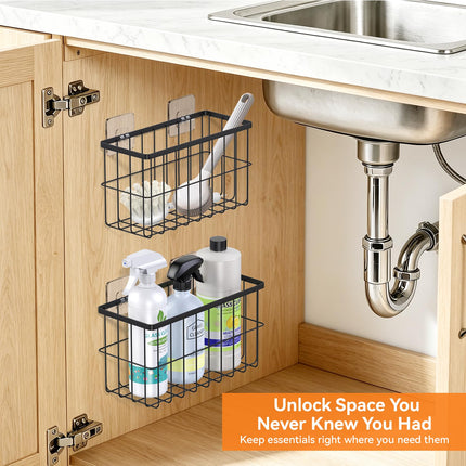 2-Pack Adhesive Cabinet Door Organizer, 5.9" Inside Cabinet Storage