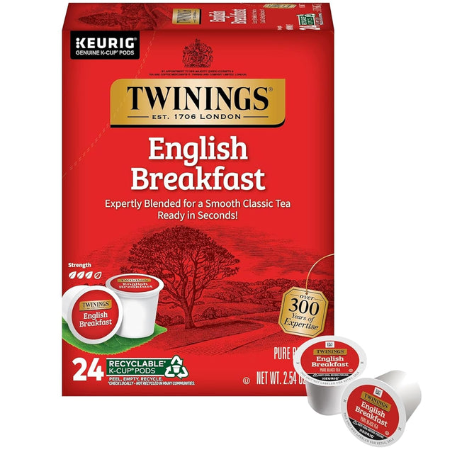 English Breakfast Black Tea K-Cup Pods for Keurig, 24 Count (Pack of 1), Smooth, Flavourful, Robust, Caffeinated, Enjoy