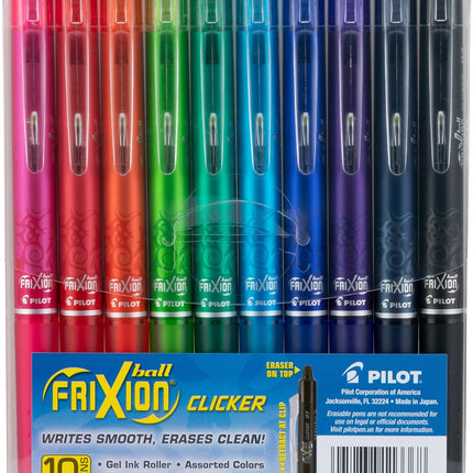 Pilot FriXion Erasable Gel Pens, Fine Point 0.7 mm Erasable Pens, Pack of 10 Assorted Colors