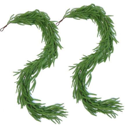 2Pcs 6FT Christmas Garlands, Real Touch Norfolk Pine Garland