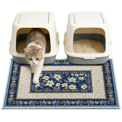 24"x15" Cat Litter Mat Non-Slip Washable Litter Box Mat