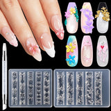 Moldes de Silicona 3D para Nail Art con Diseños de Flor, Lazo de Encaje y Lápiz de Tallado
