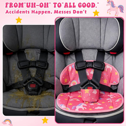 2 Pack Potty Training Car Seat Protector Waterproof Soft Piddle Pad for Baby Stroller Pink Unicorn Heart Shape Leak Proof Non Slip Car Seat Liner for Baby Infant Toddler Girl Toilet Training