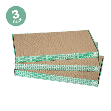 XL 3-Pack Cat Scratcher Pads – Durable Corrugated Cardboard Scratch Pads – Double-Sided for Longer Use, Cat Claw Maintenance & Furniture Protection, Cat Scratching - 10" x 18"