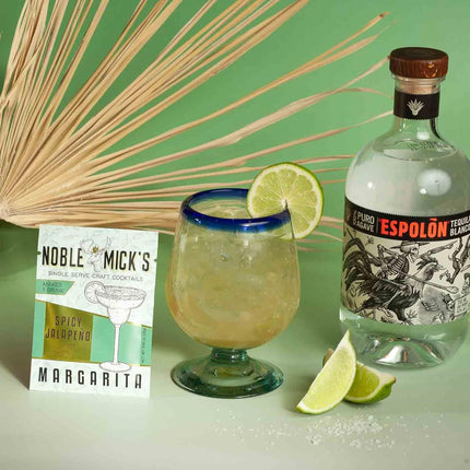 Noble Mick's Easy Delicious Refreshing Ready To Use For A Party, Celebration, or Happy Hour, Single Serve Craft Cocktail Mix, Spicy Jalapeno Margarita, 4 Pack