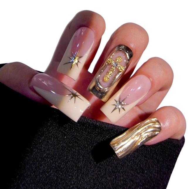 Purple False Nails Set Coffin Press on Nails Pressons Kit Medium