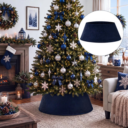 Navy Blue Velvet Christmas Tree Collar 24‘’ Tree Base Cover