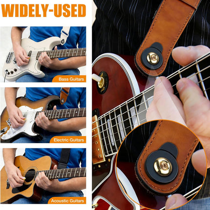 8PCS Rubber Guitar Strap Locks, Black Anti-Slip & Noise-Free Strap Retainers Quick Fit for Electric/Acoustic/Bass/Ukulele, Tool-Free Installation, Soft Lightweight Strap Buttons for Guitar Enthusiasts