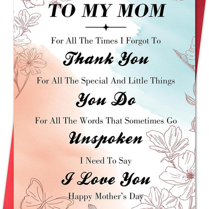 IDU Mothers Day Card,Happy Mothers Day Cards for Mom from Daughter Son,Sentimental Mother's Day Card Gifts for Mother