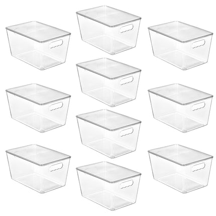 6 Pack Clear Stackable Storage Bins with Lids and Handles, Large
