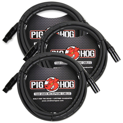 PHM10 8mm Tour Grade Mic Cable, XLR 10ft - 3-pack