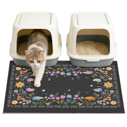 24"x15" Cat Litter Mat Non-Slip Washable Litter Box Mat