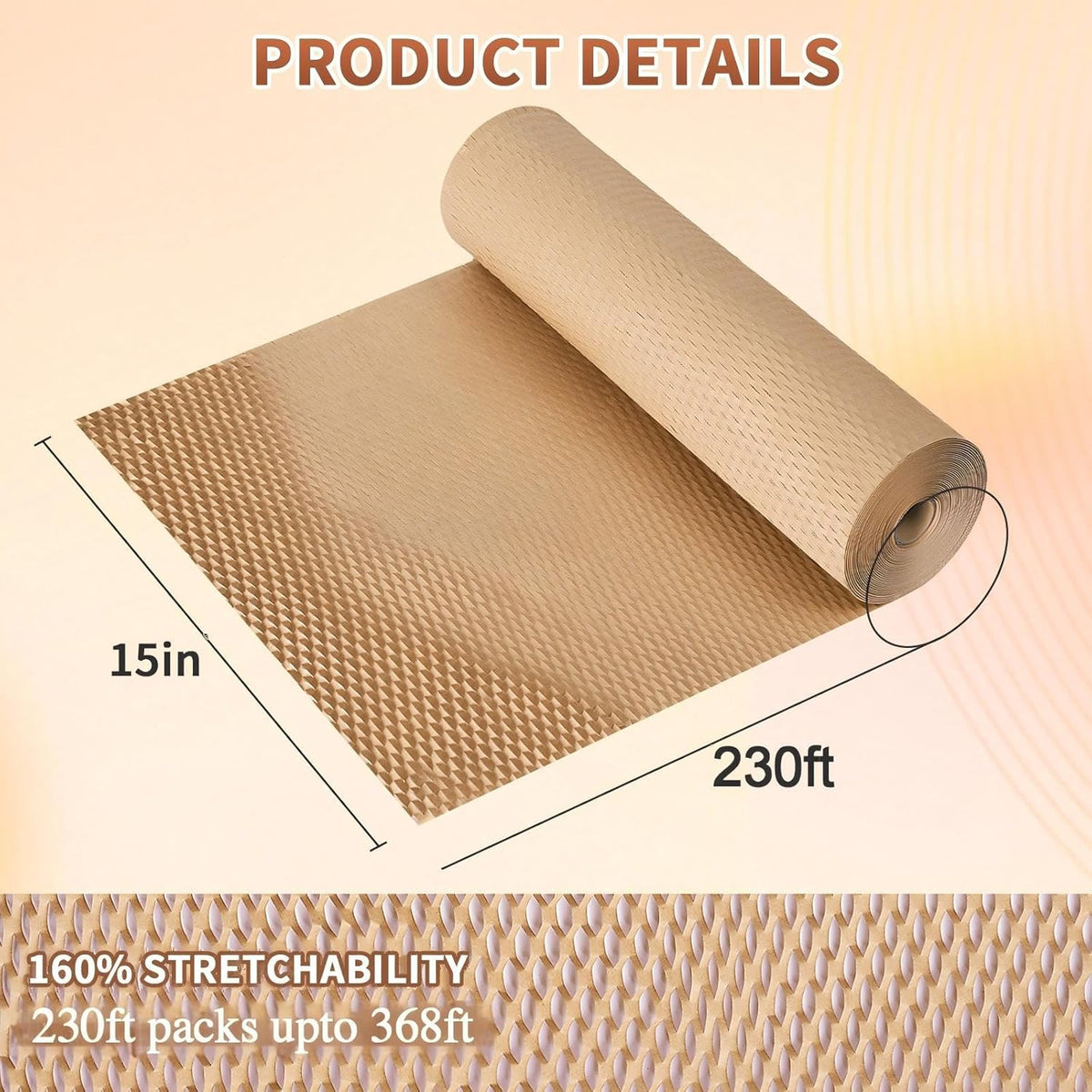 Honeycomb Packing Paper Bubble Wrap Roll 15" x 230' - Eco-Friendly Bubble Cushioning Wrap for - photo 2