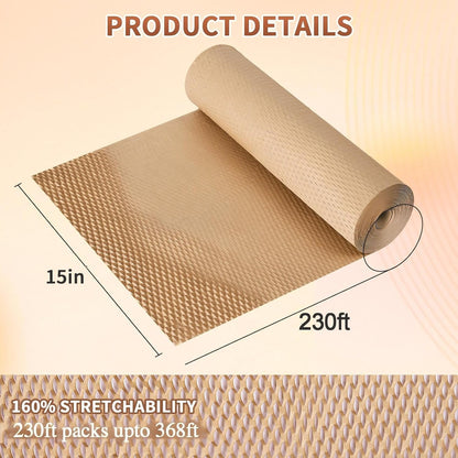 Honeycomb Packing Paper Bubble Wrap Roll 15" x 230' - Eco-Friendly Bubble Cushioning Wrap for - photo 2