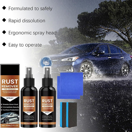 Rust Remover Spray for Metal - New Upgrade Heavy Duty Metal Cleaner for Vehicles, Tools, Chains, Multi-Surface Cleaner, Iron Out Rust Stain Remover, Fast-Acting Oxidation Remover (2Pcs, 1 Oz Each)