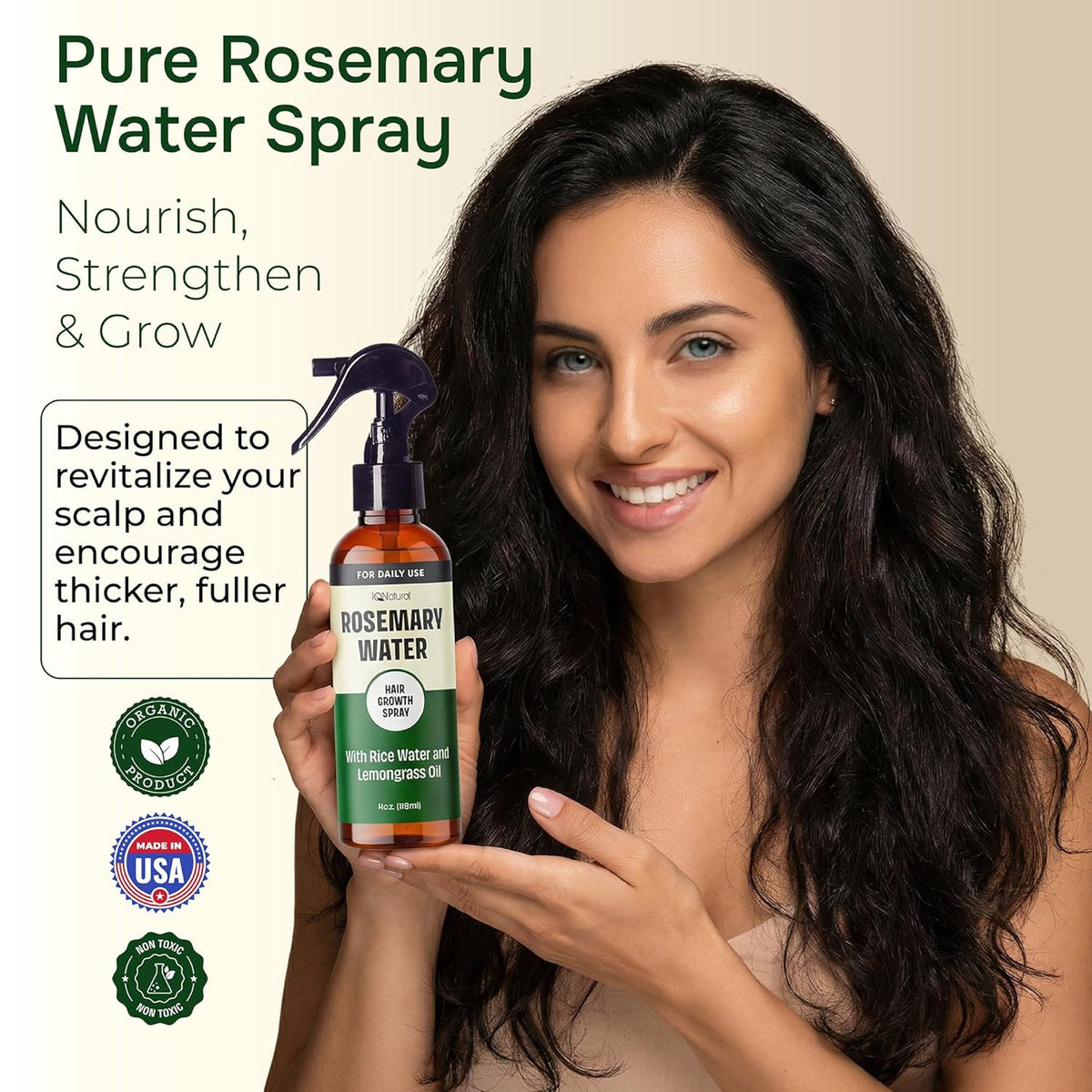 Rosemary Water Hair Spray, 4 oz, Made in USA - photo 3
