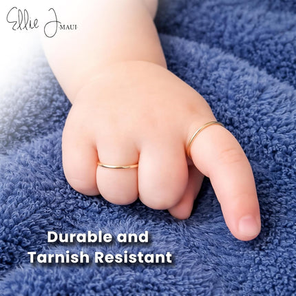 Ellie J Maui 14K Gold Filled Baby Stacking Rings - Dainty Gold Stackable Band Thumb Pinky Finger Ring, Baby Girl or Boy Jewelry Keepsake for Baby, Baptism Gifts for Baby, Infant (Size 0 to 5)