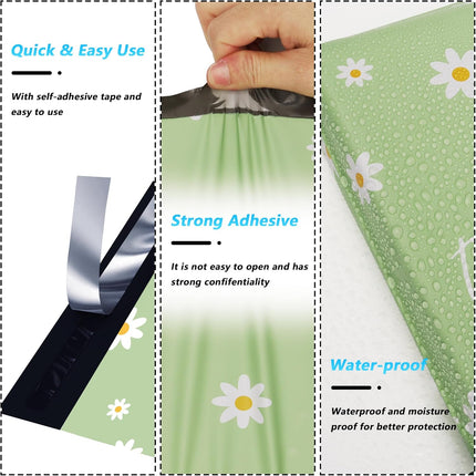 Thank You Poly Mailer 10x13 Inch 100 Pcs, Waterproof and Tear-Resistant Shipping Bags for Clothing, Cute Mailing Bags with Self-Seal, Chrysanthemum Printed Packaging Bags for Small Business