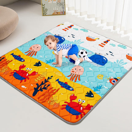 Baby Play Mat - Thicken 71x59 Inch Soft Foam Crawling Mat for Playpen & Floor, Non-Slip Waterproof Playmats for Infants & Toddlers, Portable Foldable & Machine Washable, Dinosaur & Letters