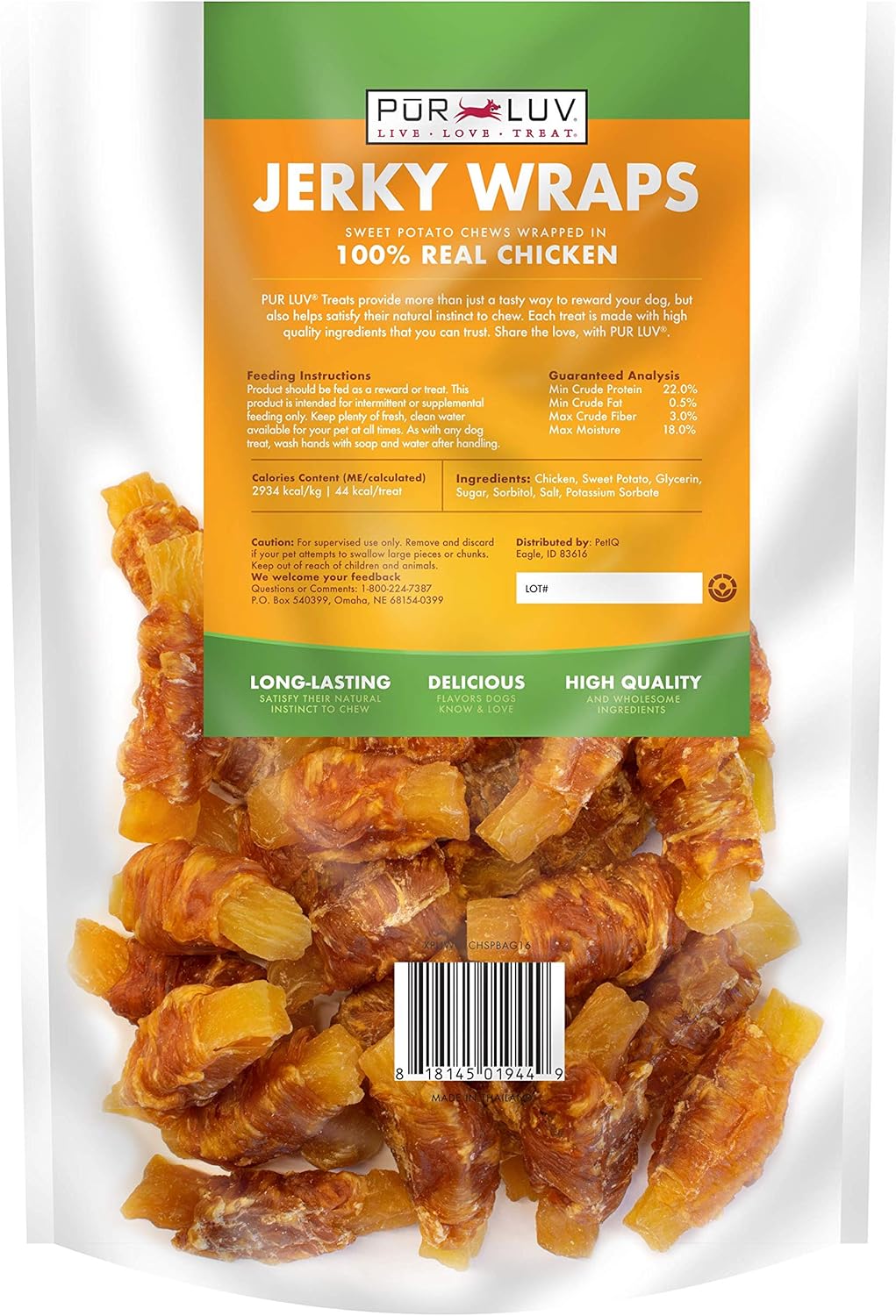 Chicken Wrapped Sweet Potato Dog Treats, Rawhide Free Jerky Wraps - photo 2