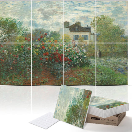 PINWELIFE® Wall Art Acoustic Panels, Sound Proof Absorbing Panels for Home/Office, Decorative Absorbing Dampening, Noise and Echo Cancelling (Monet, The Artist’s Garden at Vétheuil, 48"x32")