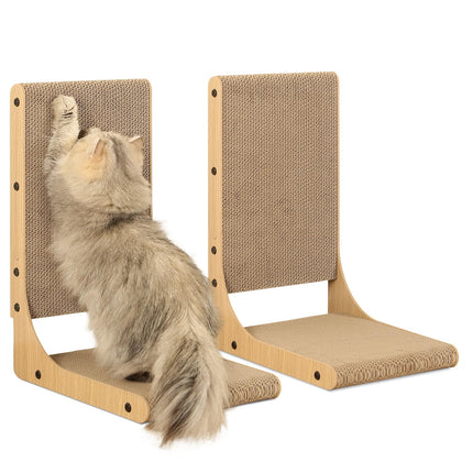 2-Pack L-Shaped Cat Scratching Board, Cardboard, 25.6" Tall (L)