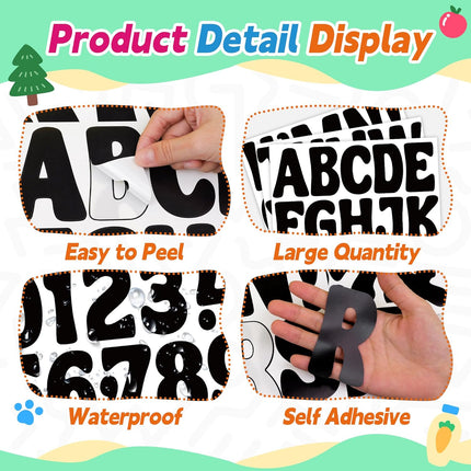 Letter Stickers Large Bulletin Board Letters for Classroom, 12 Sheets 150 Pcs Alphabet Stickers Big Self Adhesive Vinyl Letter Stickers for Poster Board Display Chalkboard Mailbox Decor(Black, 3 Inch)