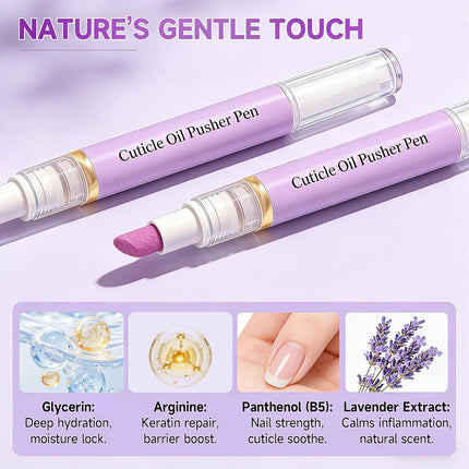 2 Pcs 2-in-1 Cuticle Oil Pusher Pen - 2026 New Ceramic Cuticle Pen,No Leak Travel Size Cuticle Pusher Pen With Oil,Moisturizing And Brightening Instant Keratin Removal Tool For Dry Damaged Nails