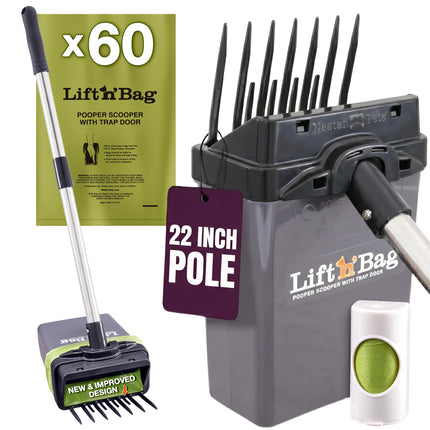 Lift N' Bag Dog Pooper Scooper with 22" Pole, 15 Bags